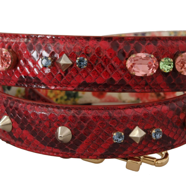 Elegant Red Python Leather Bag Strap