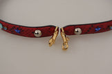 Red Exotic Leather Crystals Shoulder Strap