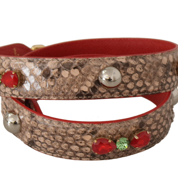 Chic Brown Python Leather Bag Strap