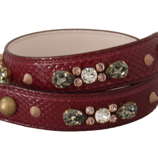 Elegant Python Leather Bag Strap in Bordeaux