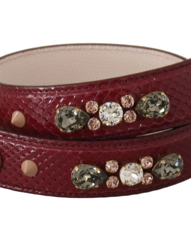 Bordeaux Leather Crystals Bag Shoulder Strap