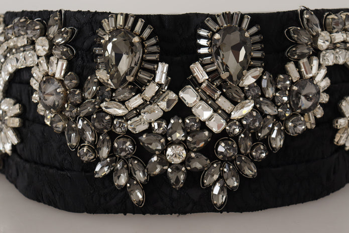 Elegant Rhinestone-Embellished Silk Belt