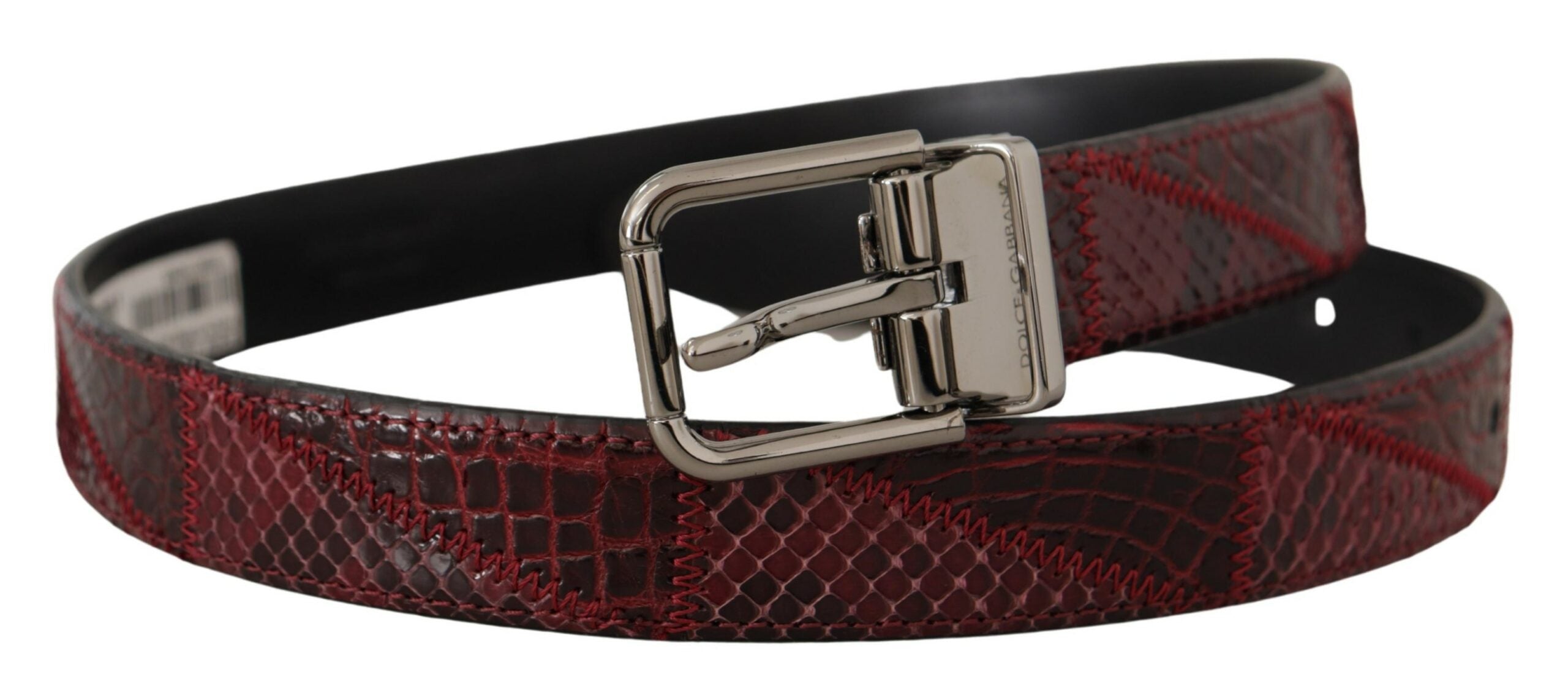 Elegant Red Exotic Leather Belt