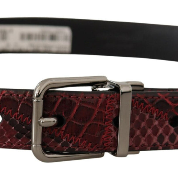 Elegant Red Exotic Leather Belt