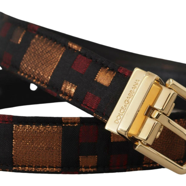 Multicolor Leather Belt with Gold Buckle