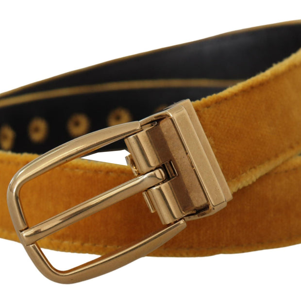 Elegant Velvet Gold Buckle Women's Belt