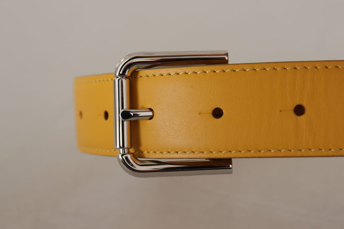 Elegant Leather Belt in Sunshine Yellow