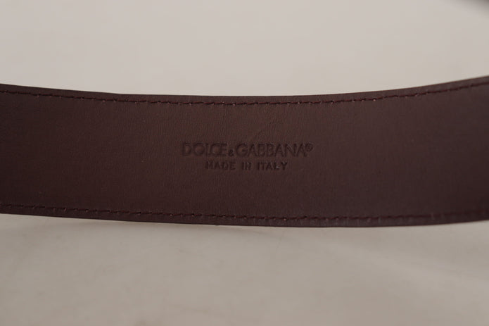 Elegant Maroon Leather Belt with Engraved Buckle