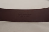 Elegant Maroon Leather Belt with Engraved Buckle