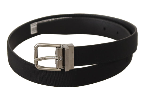 Elegant Black Canvas & Leather Belt