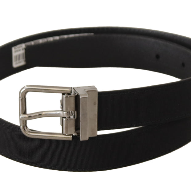 Elegant Black Canvas & Leather Belt