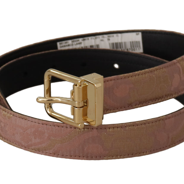 Chic Rose Pink Leather Belt with Logo Buckle