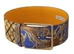 Elegant Blue Leather Belt with Metal Buckle