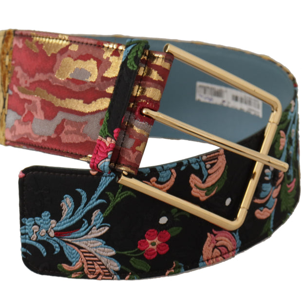 Multicolor Canvas Leather Statement Belt