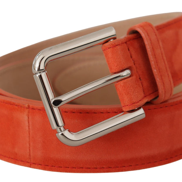 Elegant Suede Leather Belt in Vibrant Orange