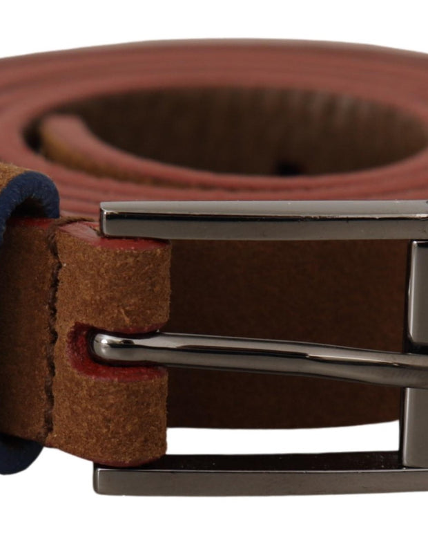 Brown Logo Engraved Metal Waist Buckle Belt