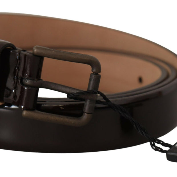 Elegant Black Leather Logo Buckle Belt