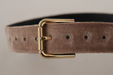 Elegant Velvet Logo Buckle Belt