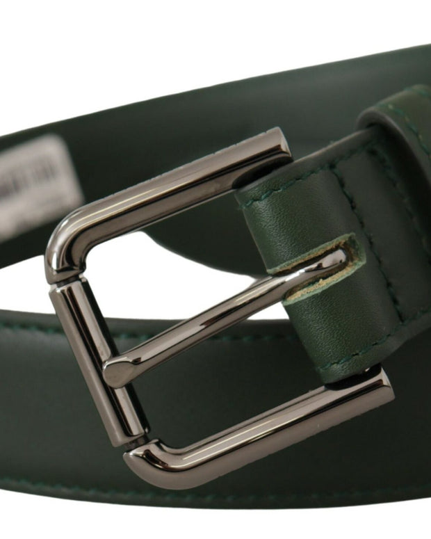 Army Green Leather Logo Metal Waist Buckle Belt