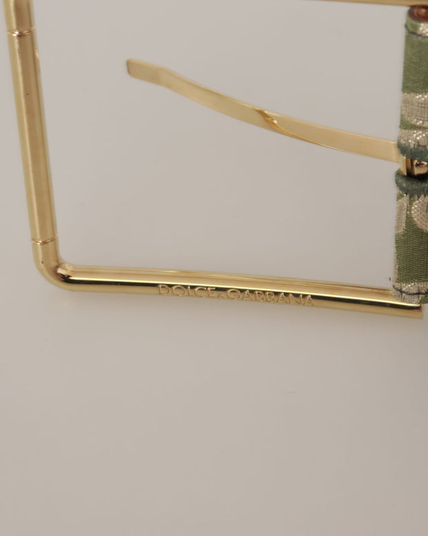 Multicolor Leather Embroidered Gold Metal Buckle Belt