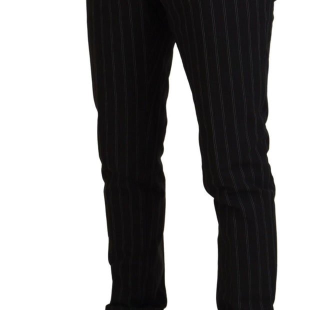 Elegant Striped Viscose Dress Pants for Men