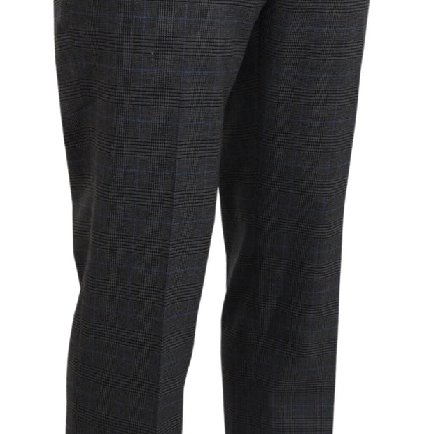 Elegant Checkered Wool Dress Pants for Men