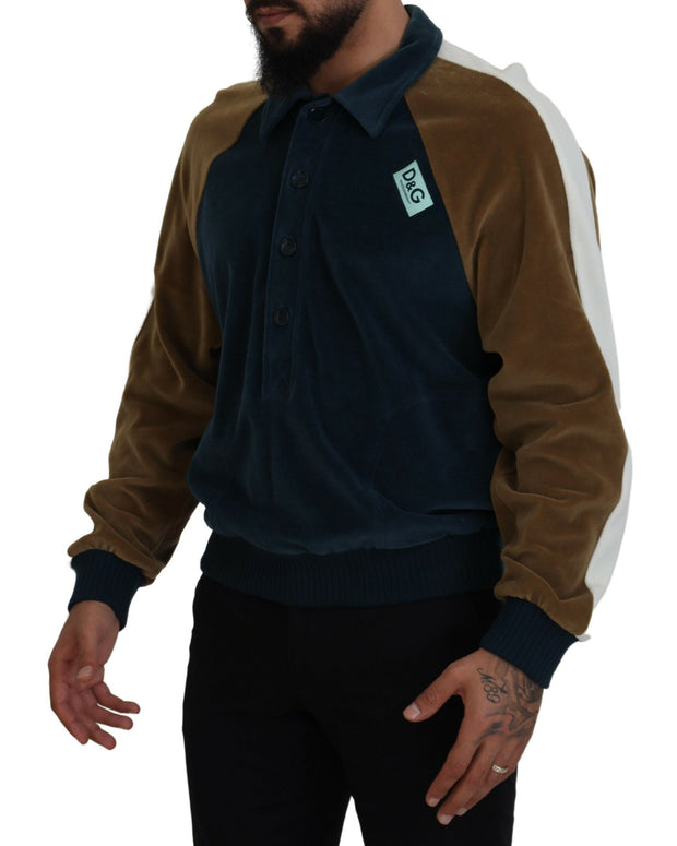 Multicolor Cotton Collared Pullover Sweater