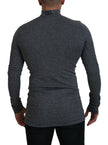 Dark Gray Nylon Turtleneck Pullover Sweater