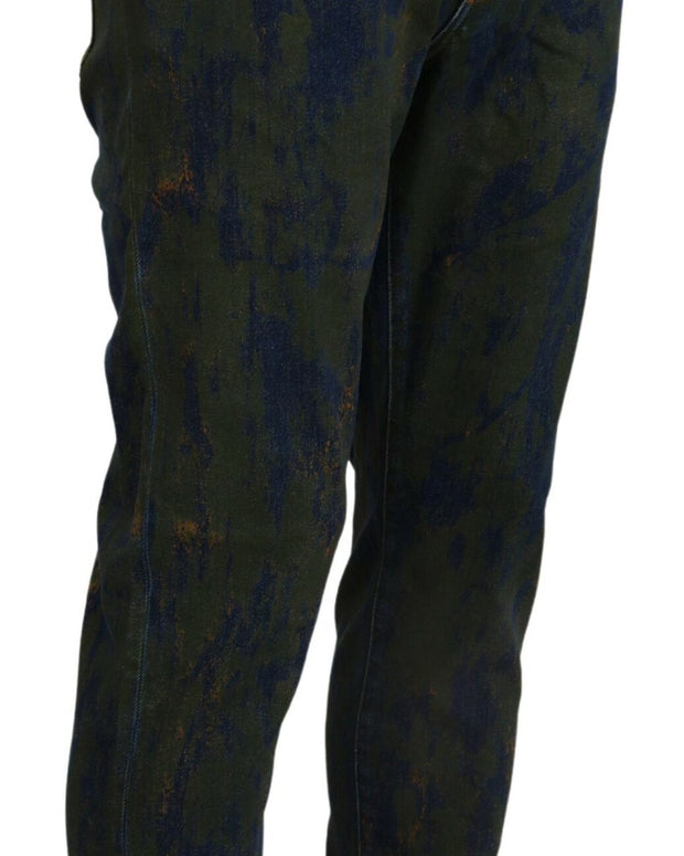 Blue Green Skinny Cotton Denim Jeans