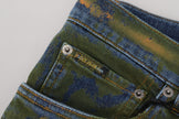 Blue Green Skinny Cotton Denim Jeans