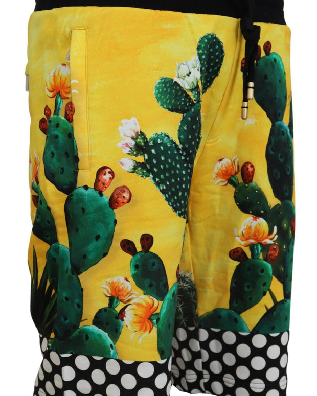 Multicolor Cactus Print Cotton Sweat Shorts