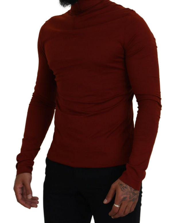 Maroon Cotton Turtle Neck Zip Sweater