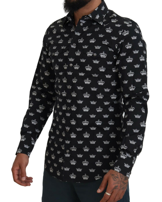Black Crown Print GOLD Slim Shirt