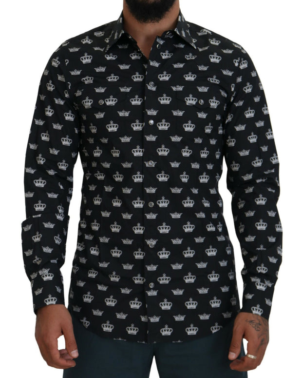 Black Crown Print GOLD Slim Shirt