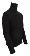 Brown Wool Knit Turtleneck Pullover Sweater