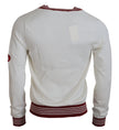 White Red Knitted V-neck Pullover Sweater