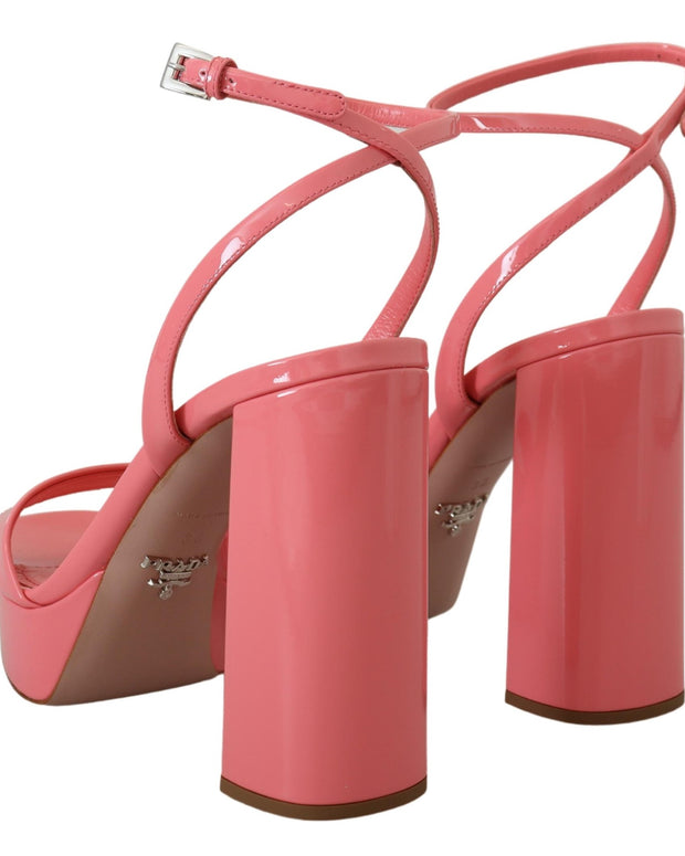 Pink Patent Sandals Ankle Strap Heels Sandal