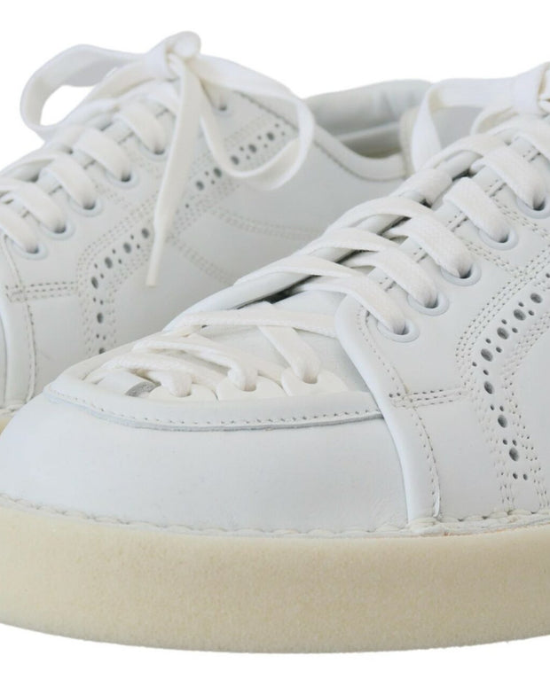 White Leather Low Top Oxford Sneakers Casual Shoes
