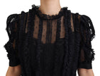 Black Lace Trim A-line Mini Nylon Dress