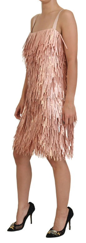 Pink Tinsel Sleeveless Shift A-line Dress