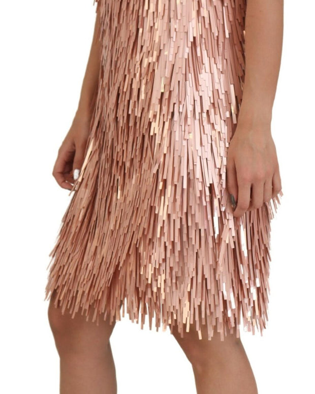 Pink Tinsel Sleeveless Shift A-line Dress