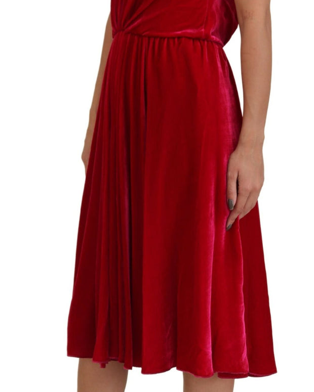 Pink Viscose Stretch Strapless A-line Dress