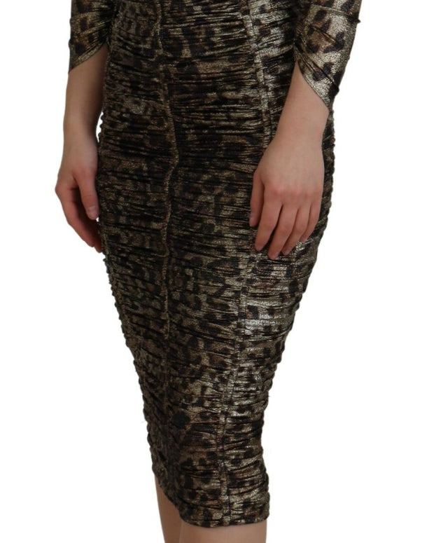 Multicolor Leopard Bodycon Sheath Midi Dress