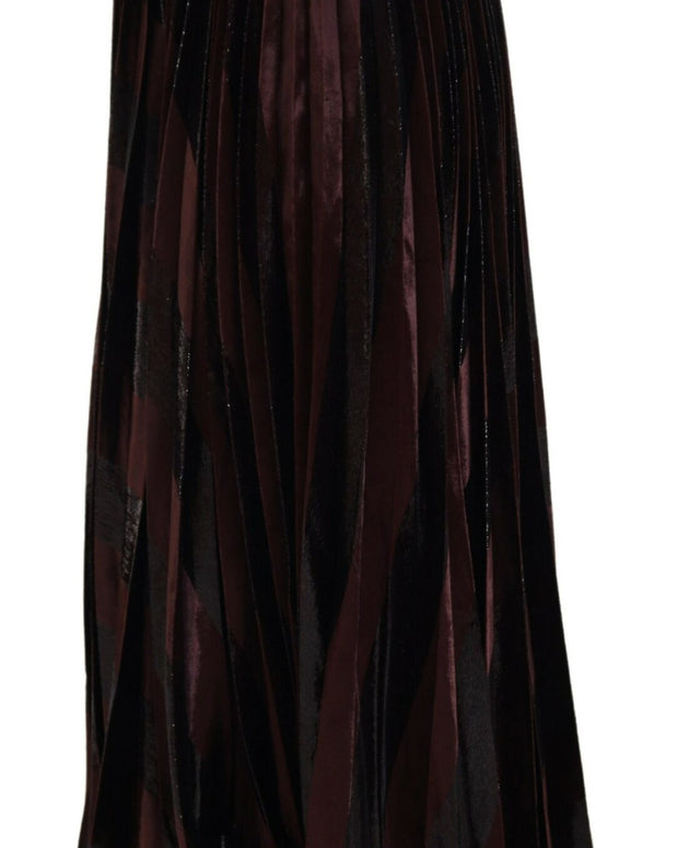 Brown Polyester High Waist A-line Maxi Skirt