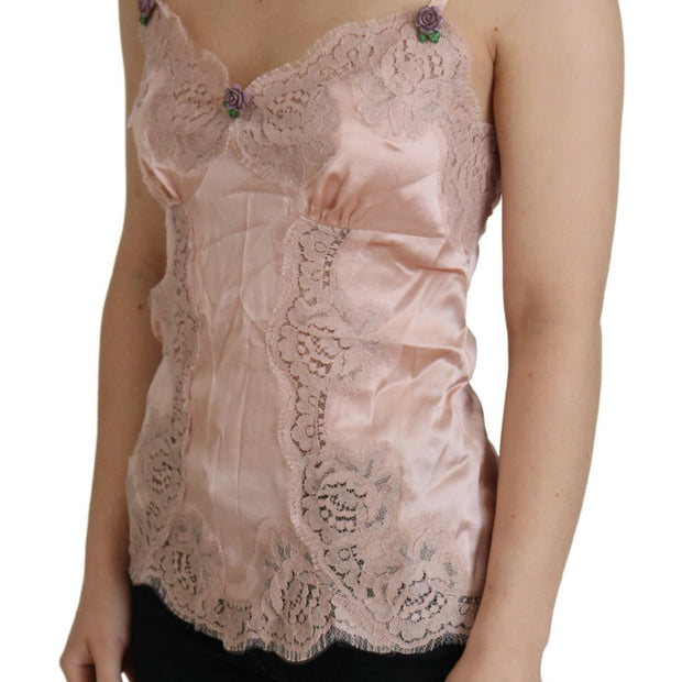 Elegant Pink Silk Lingerie Top