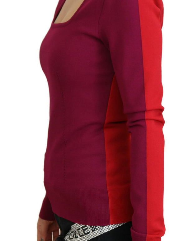 Multicolor Viscose Square Neck Pullover Sweater