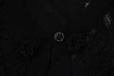 Black Floral Lace Button Cardigan Sweater