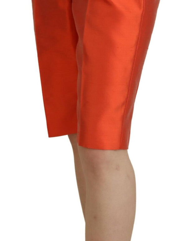Orange Silk High Waist Cropped Pants