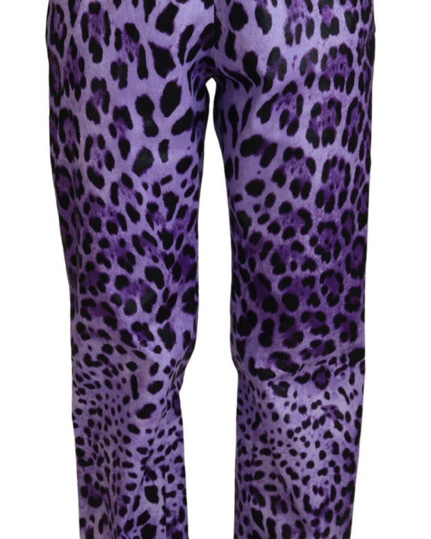 Purple Leopard Print High Waist Pants