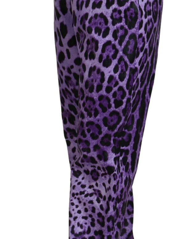 Purple Leopard Print High Waist Pants